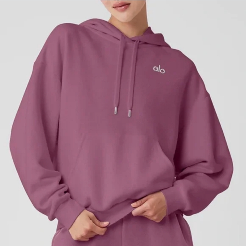 ALO Yoga Rose Mauve Hoodie Sweatshirt - Dusty Pink